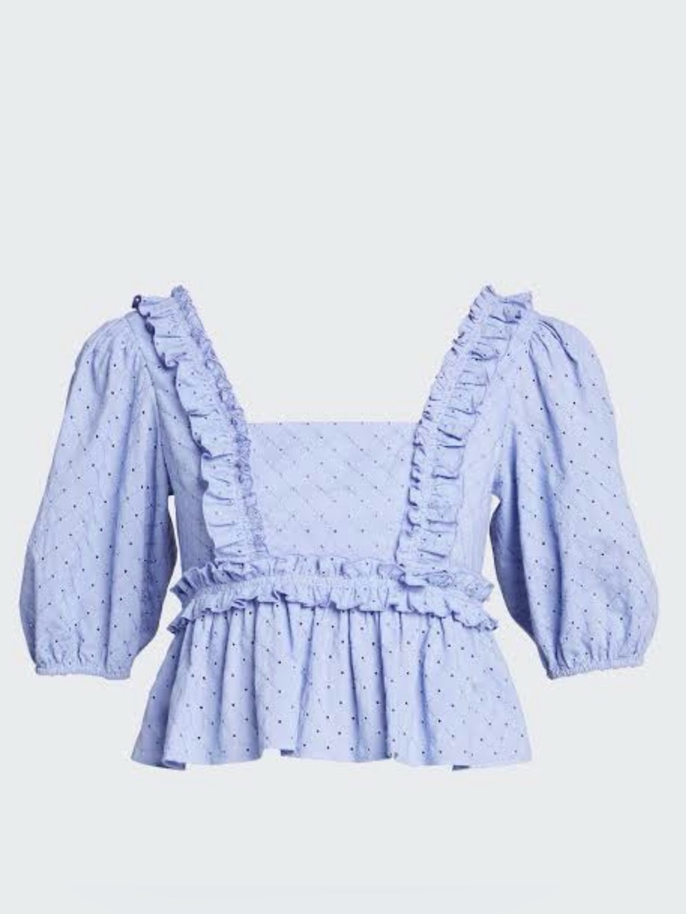 Cinq A Sept Mel Eyelet Peplum Top In Periwinkle